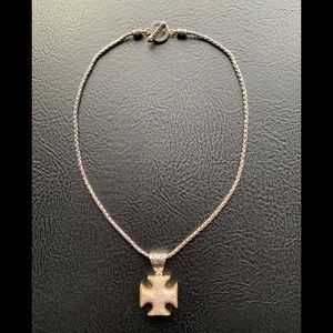 Effy Silver, 18K Gold and Diamond Cross Pendant